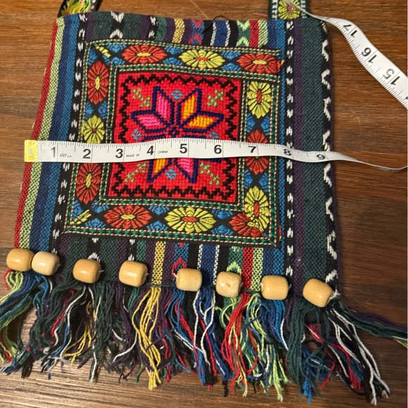 Handcrafted Artisanal Embroidered Colorful Woven Textile Crossbody Bag - Picture 5 of 9